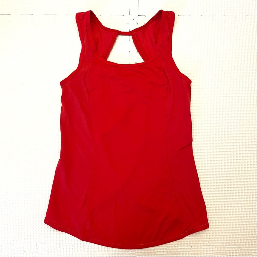 Lululemon Speed Squad Tank Red Mesh Back Cutout Size 4